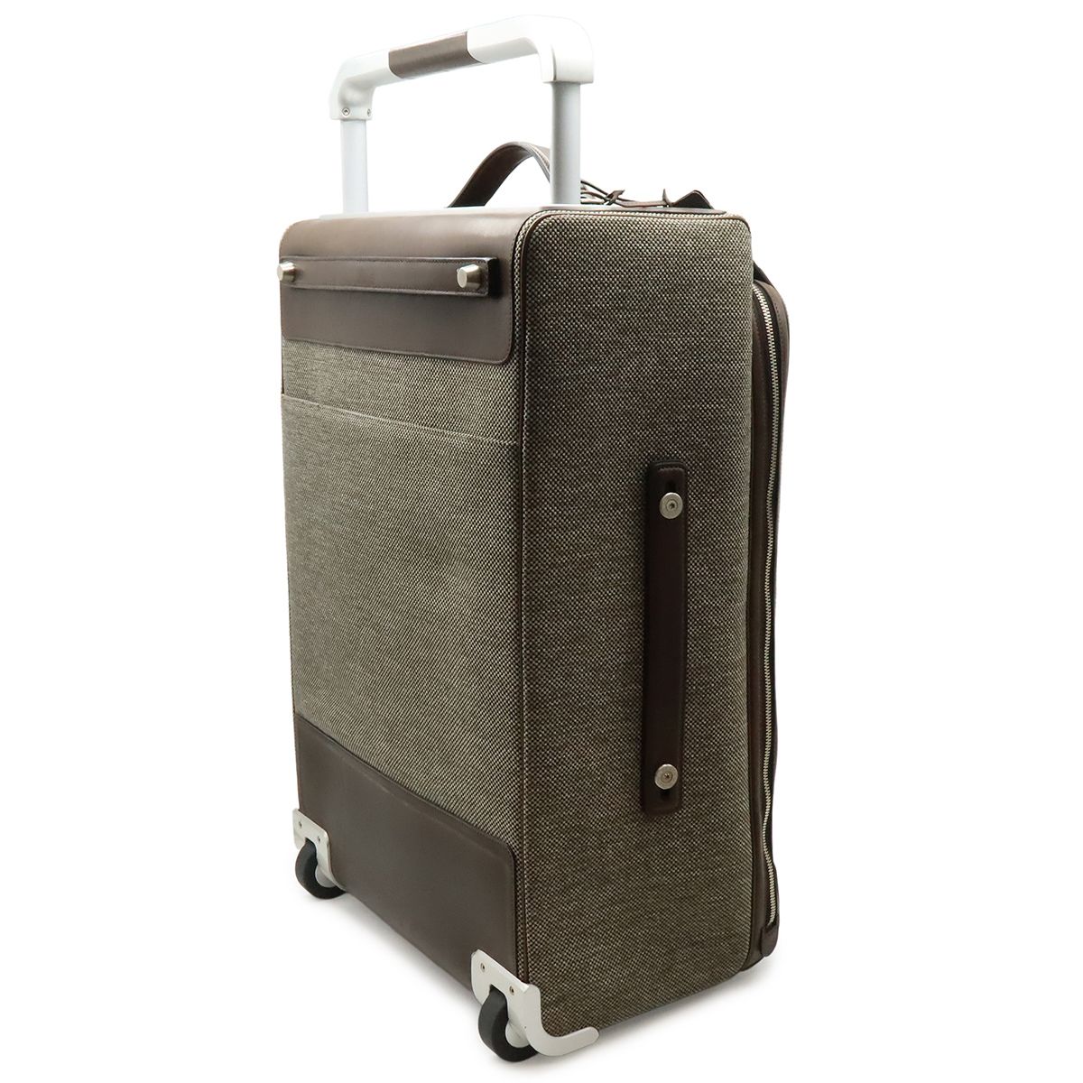 Hermes Carre Express Cabin Travel Bag Suitcase Bag Toile Ash Leather Brown — view 2