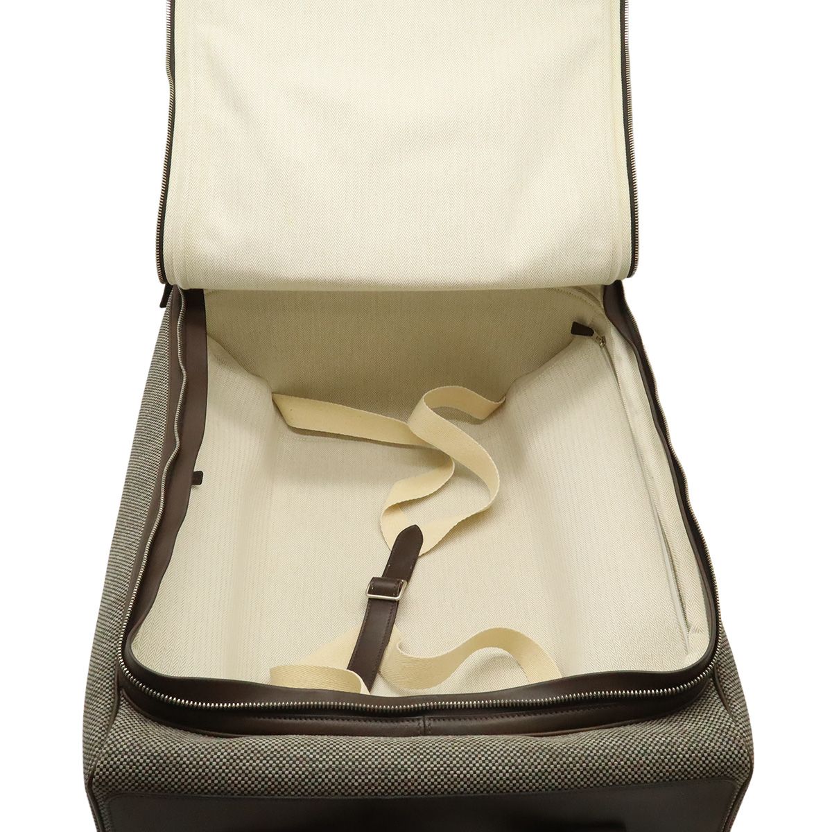 Hermes Carre Express Cabin Travel Bag Suitcase Bag Toile Ash Leather Brown — view 5