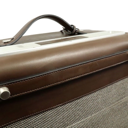 Hermes Carre Express Cabin Travel Bag Suitcase Bag Toile Ash Leather Brown — view 6