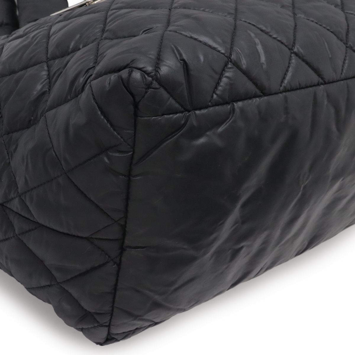 Chanel Coco Cocoon Small Tote Quilted Nylon Leather Black Silver — view 3