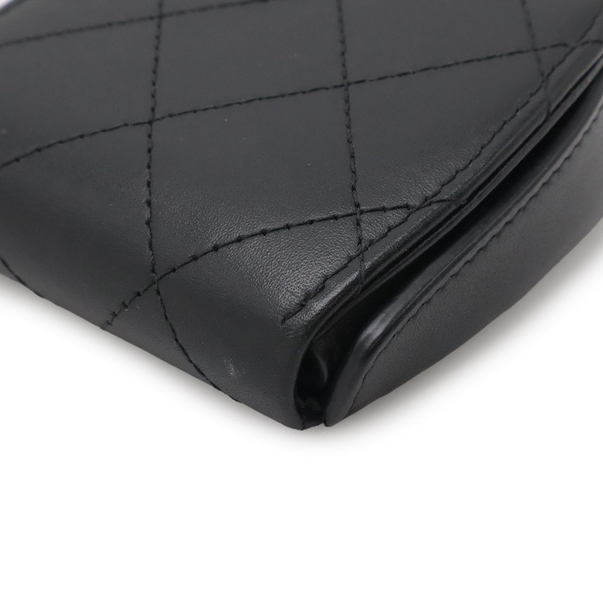 Chanel CC Logo Coin Purse Leather Black — view 3