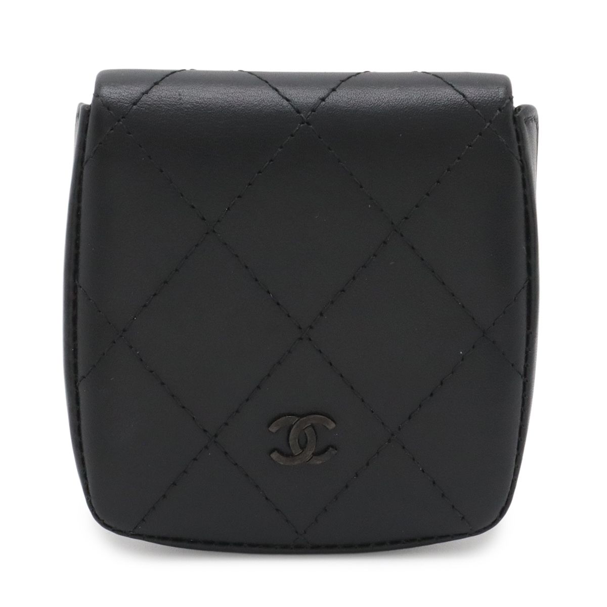 Chanel CC Logo Coin Purse Leather Black
