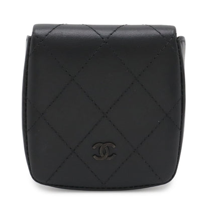 Chanel CC Logo Coin Purse Leather Black