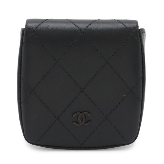 Chanel CC Logo Coin Purse Leather Black