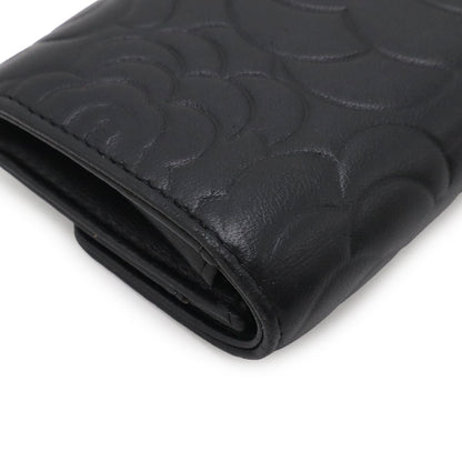 Chanel Camellia Emboss CC Logo Card Case Business Holder Leather Black Silver — view 3