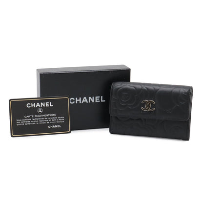 Chanel Camellia Emboss CC Logo Card Case Business Holder Leather Black Silver — view 9