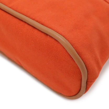 Hermes Bolide Pouch 20 Makeup Cosmetic Multi Case Canvas Leather Red Orange — view 3