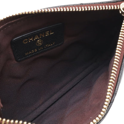 Chanel Quilted CC Logo Classic Small Zip Pouch Case Caviar Leather Black Gold — view 5