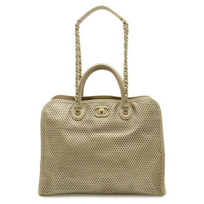 Chanel French Riviera CC Logo Mesh Perforated Tote Chain Shoulder Bag 2-Way