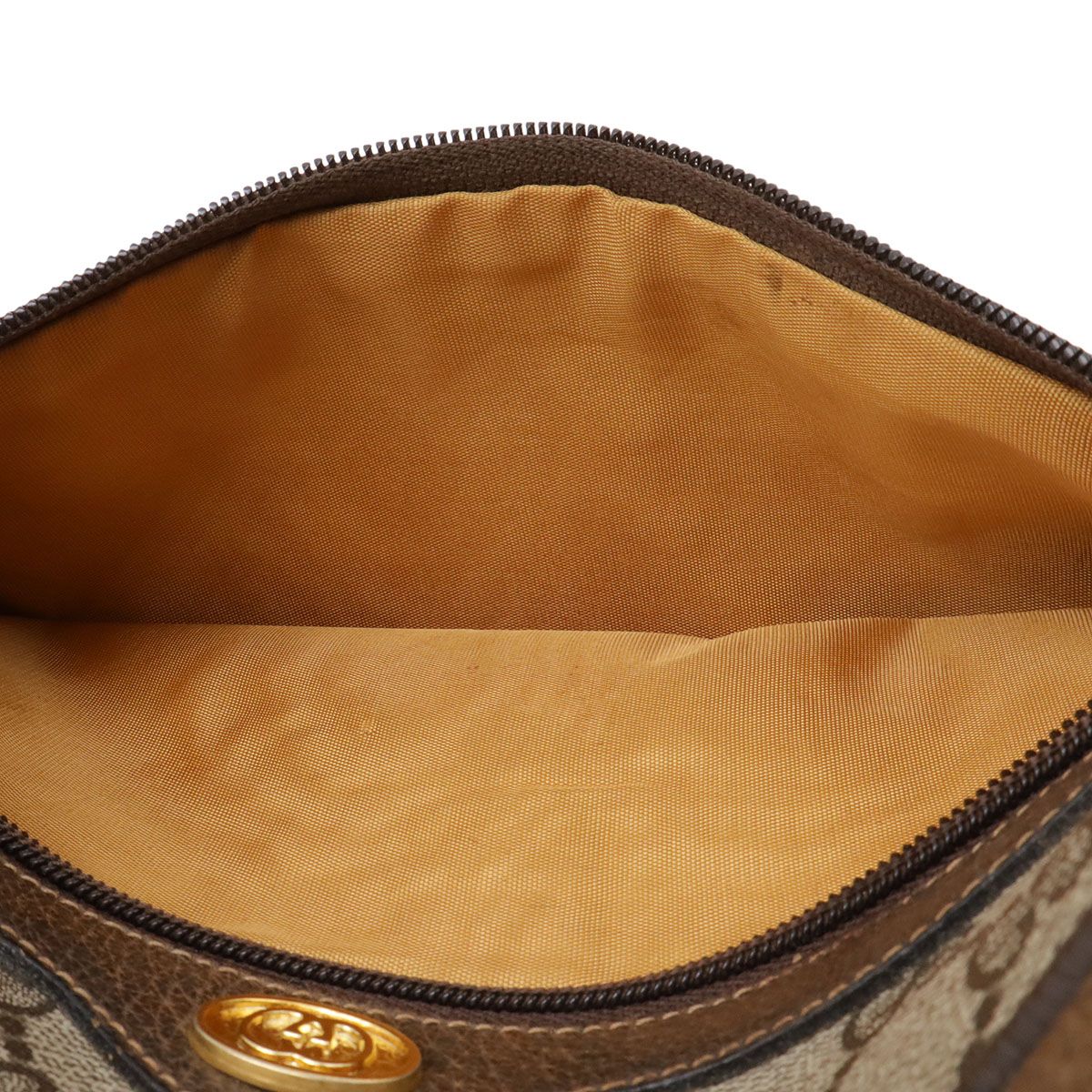 Gucci Vintage GG Plus Sherry Line Shoulder Bag Pochette Leather Beige Brown — view 9