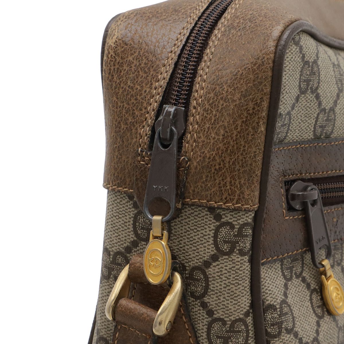 Gucci Vintage GG Plus Sherry Line Shoulder Bag Pochette Leather Beige Brown — view 4