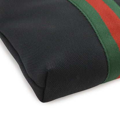 Gucci Sherry Line Shoulder Bag Crossbody Nylon Canvas Black Green Red — view 3