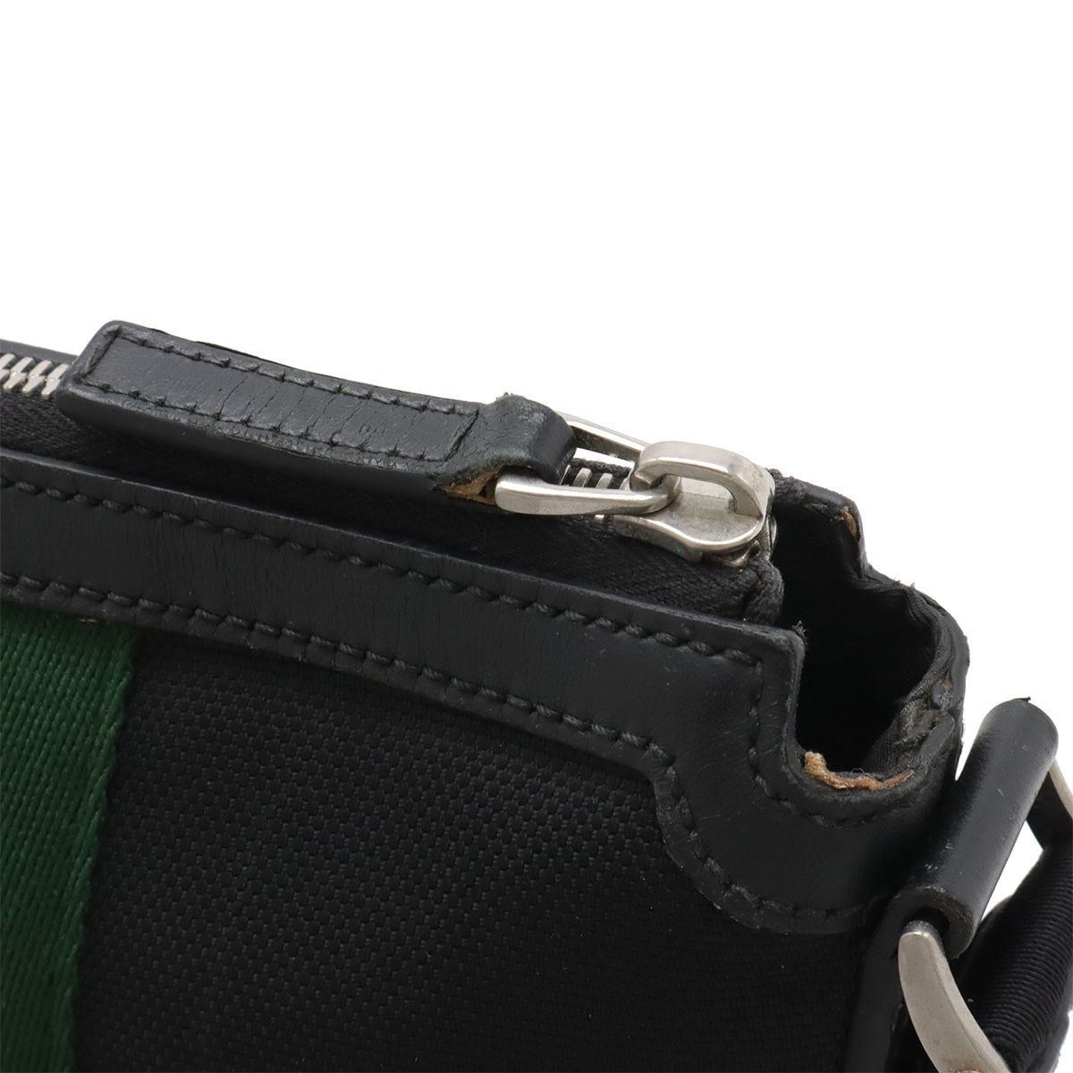 Gucci Sherry Line Shoulder Bag Crossbody Nylon Canvas Black Green Red — view 4