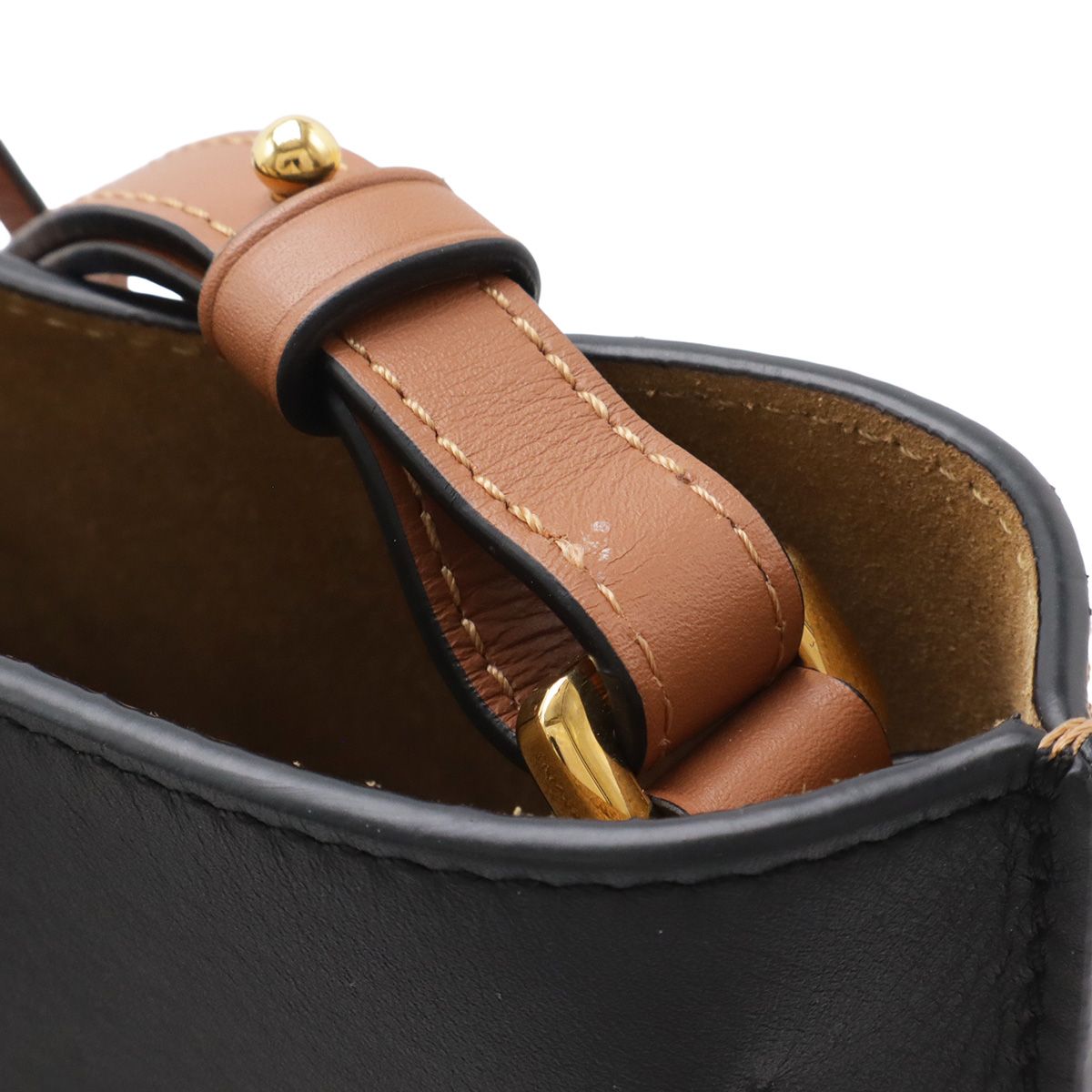 Loewe Anagram Gate Bucket Logo Perforated Shoulder Bag Crossbody Leather Black — view 6