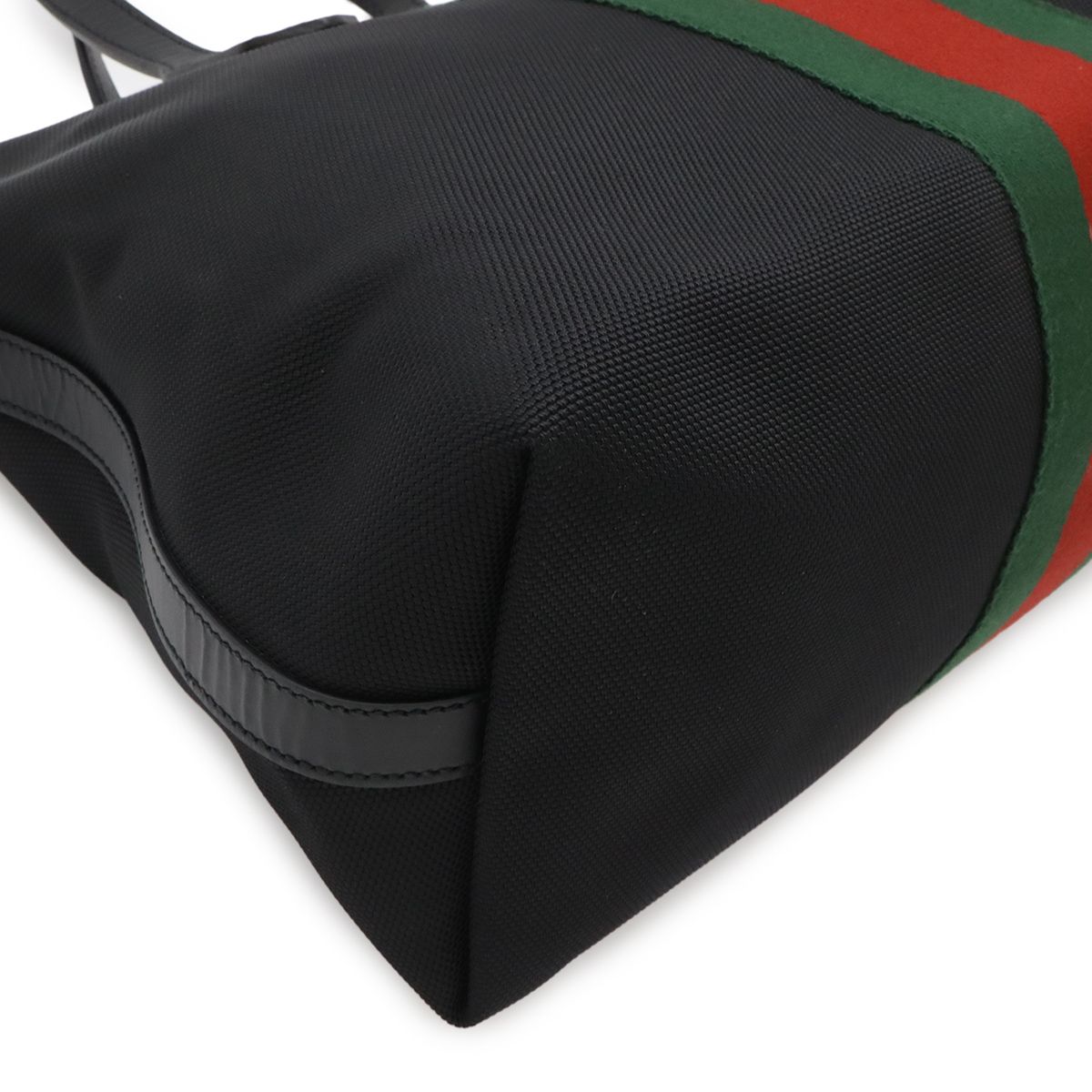 Gucci Sherry Line Webstripe Tote 2-Way Shoulder Bag Nylon Canvas Black — view 3