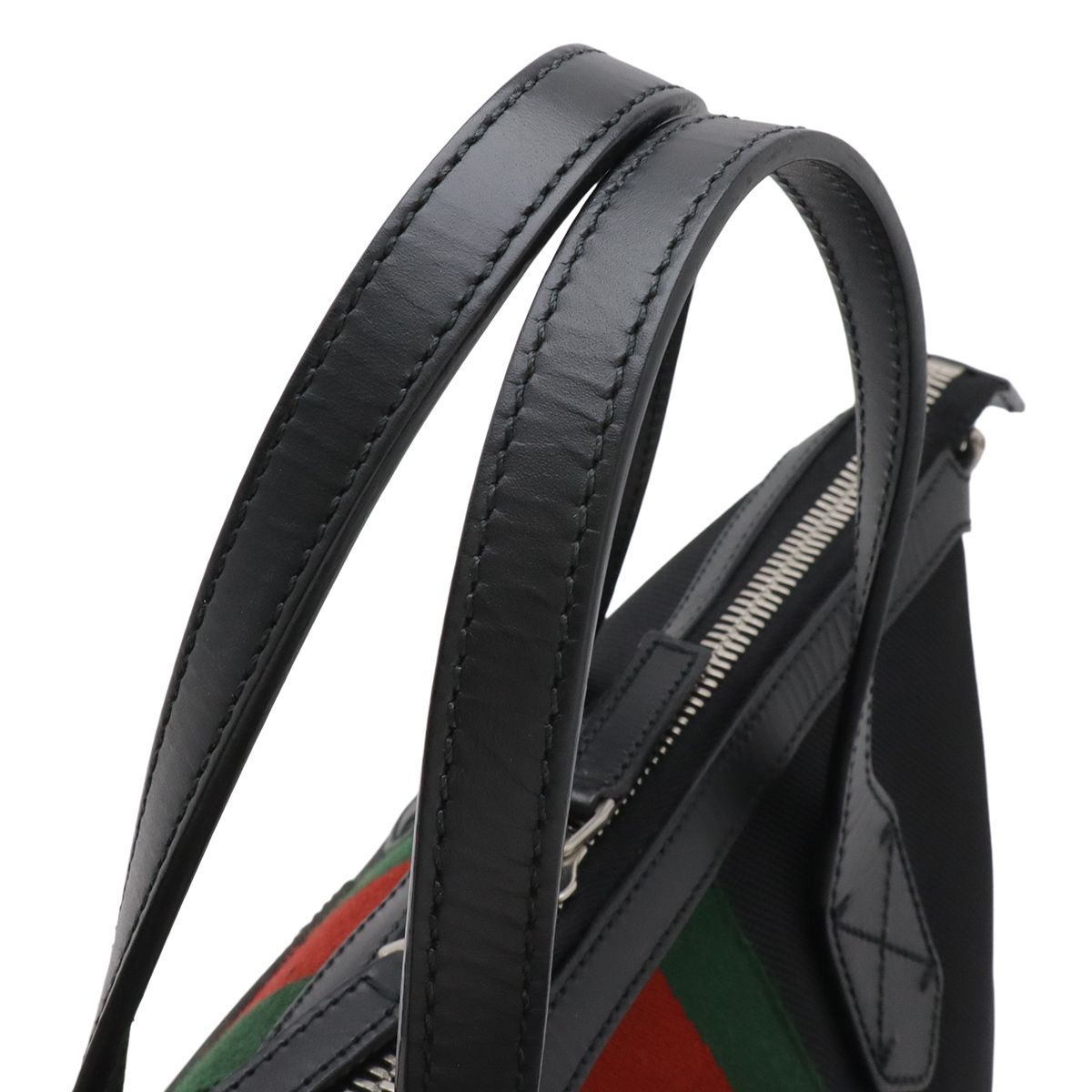 Gucci Sherry Line Webstripe Tote 2-Way Shoulder Bag Nylon Canvas Black — view 5