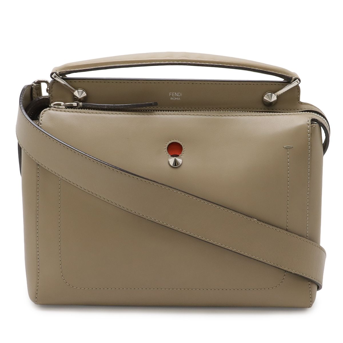 Fendi Com 2-Way Shoulder Bag Semi Leather Gray