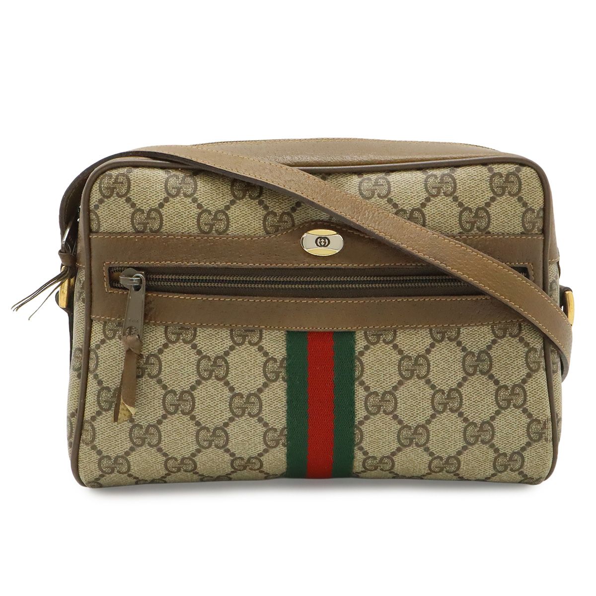 Gucci Vintage GG Plus Sherry Line Pochette Shoulder Bag Crossbody Beige Brown