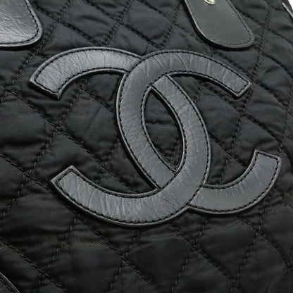 Chanel Paris New York Line Quilted CC Logo Tote Shoulder Bag Nylon Canvas Black — view 9