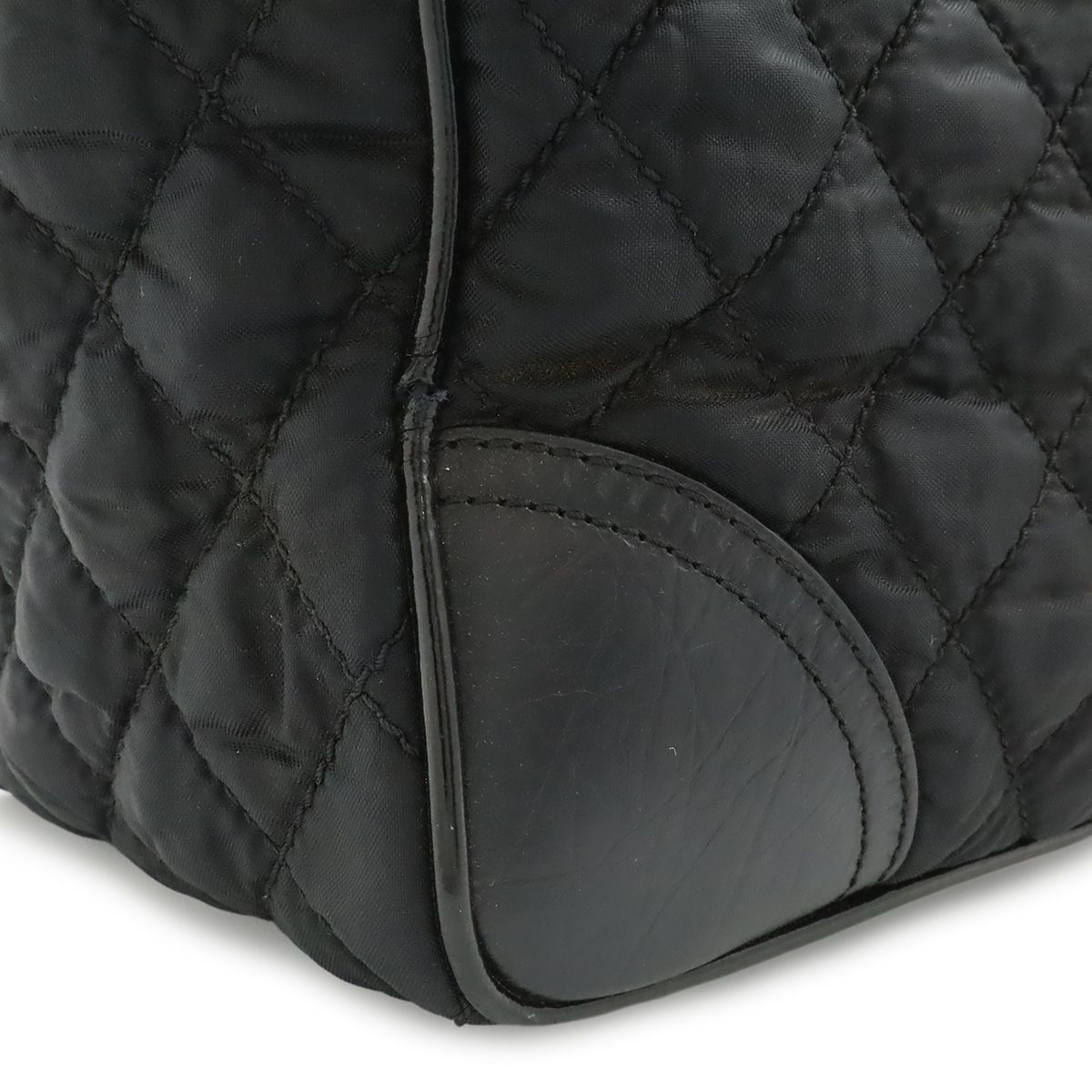 Chanel Paris New York Line Quilted CC Logo Tote Shoulder Bag Nylon Canvas Black — view 8