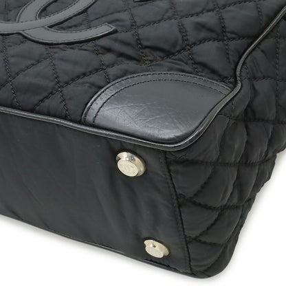 Chanel Paris New York Line Quilted CC Logo Tote Shoulder Bag Nylon Canvas Black — view 3