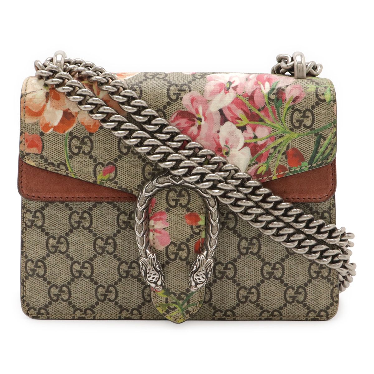 Gucci Dionysus GG Blue Mus Mini Bag Chain Taiga Head Beige Pink Multi