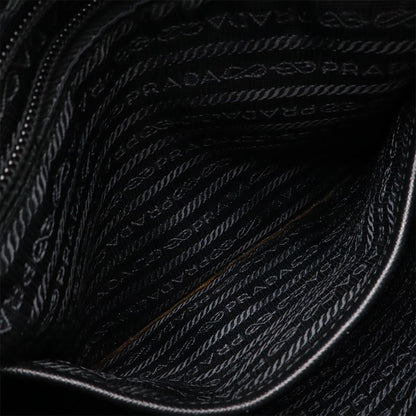 Prada Triangle Logo Shoulder Bag Crossbody Nylon Leather Nero Black Silver — view 7