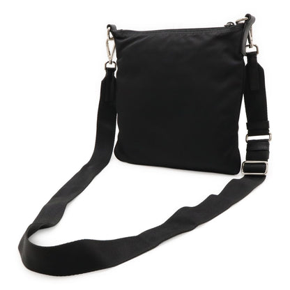 Prada Triangle Logo Shoulder Bag Crossbody Nylon Leather Nero Black Silver — view 2