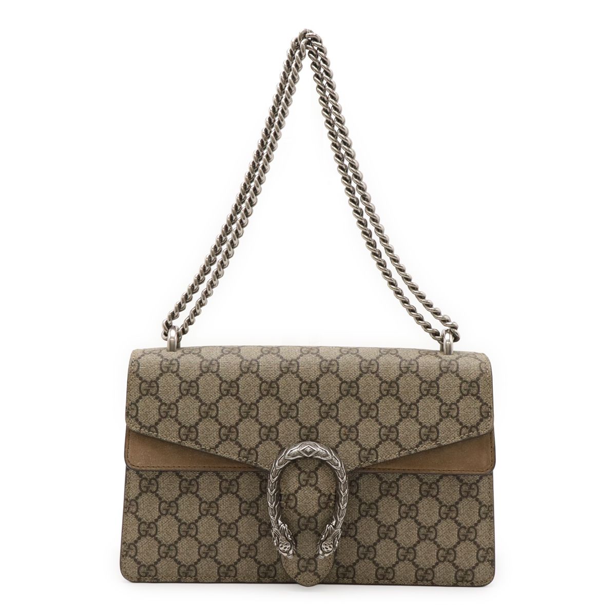 Gucci Dionysus GG Supreme Shoulder Bag Chain Taiga Head Suede Beige