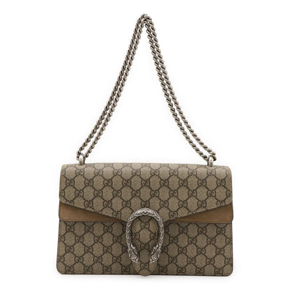 Gucci Dionysus GG Supreme Shoulder Bag Chain Taiga Head Suede Beige
