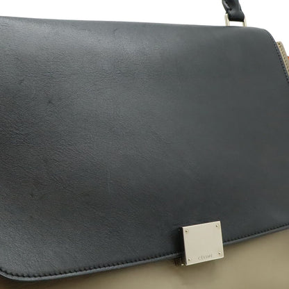 Celine Trapeze Handbag One Handle Tricolor Leather Suede Gray Black Poppy Red — view 8