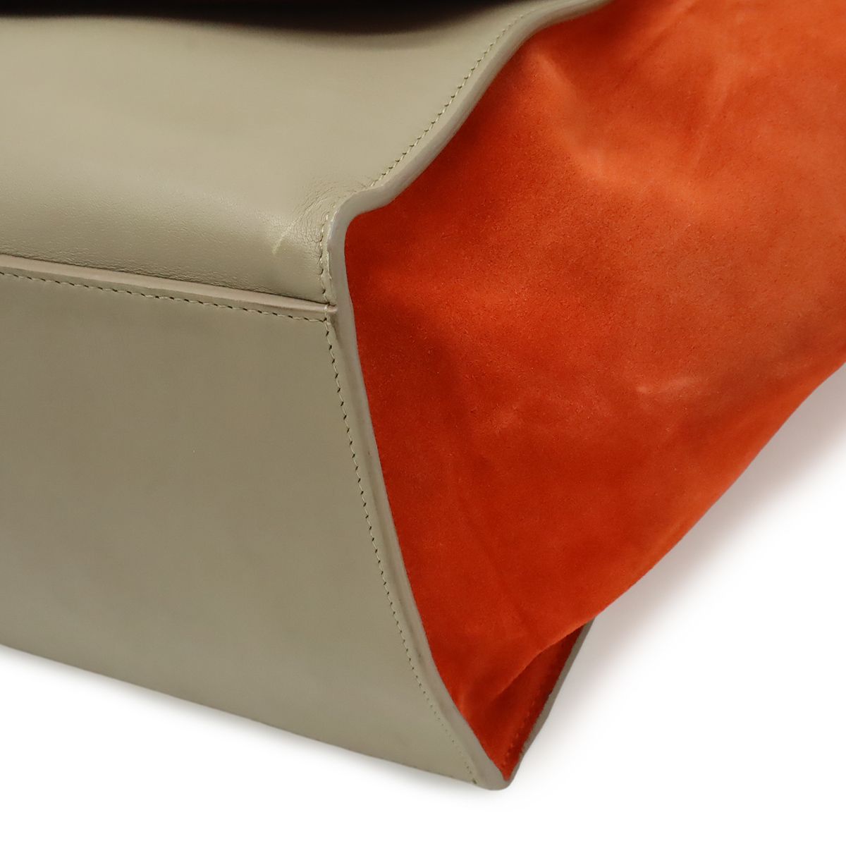 Celine Trapeze Handbag One Handle Tricolor Leather Suede Gray Black Poppy Red — view 3