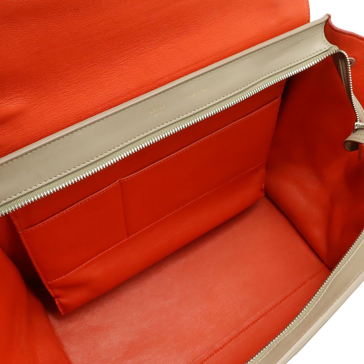 Celine Trapeze Handbag One Handle Tricolor Leather Suede Gray Black Poppy Red — view 5