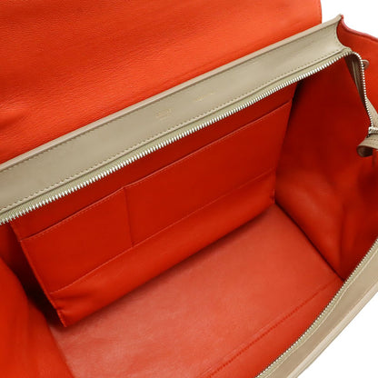 Celine Trapeze Handbag One Handle Tricolor Leather Suede Gray Black Poppy Red — view 5