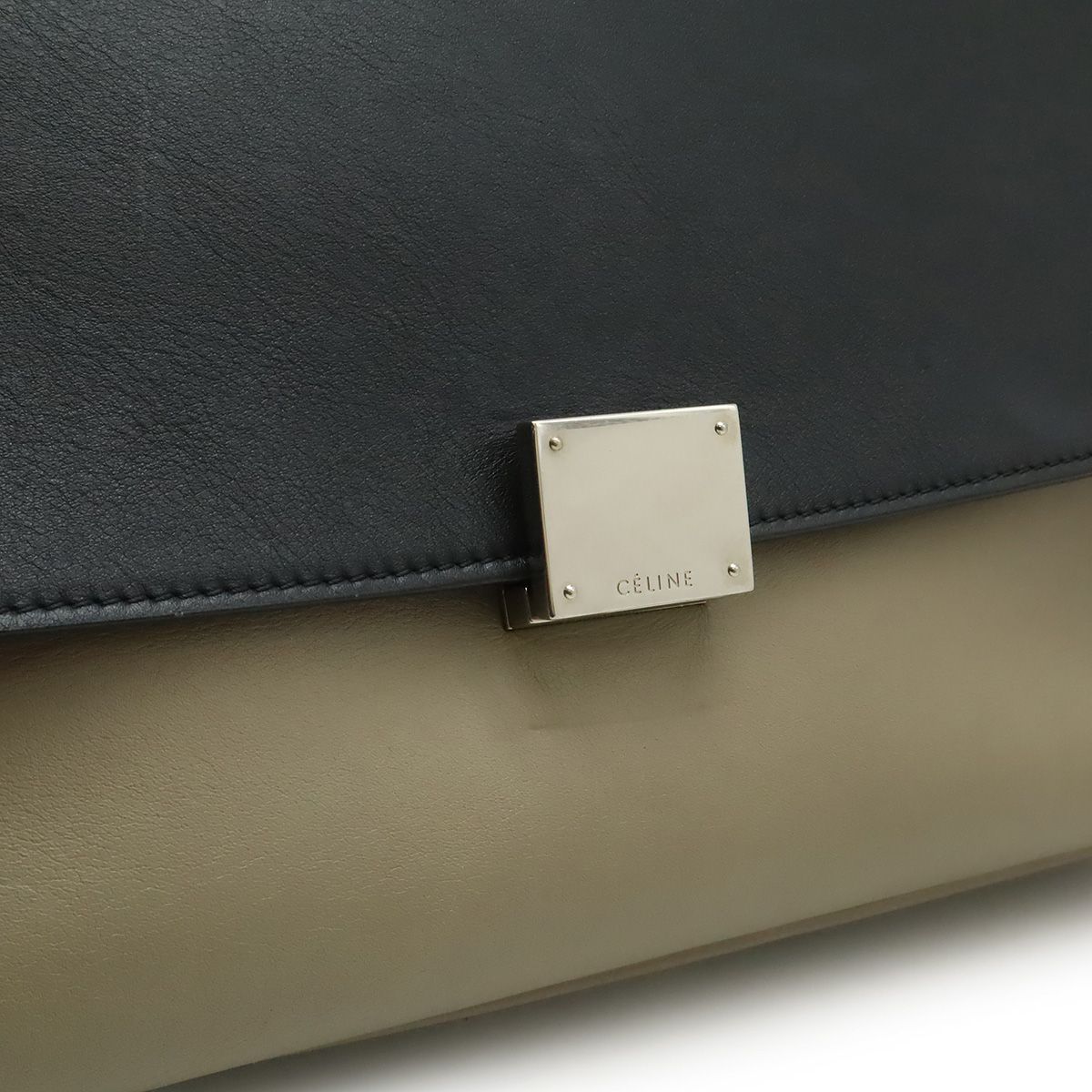 Celine Trapeze Handbag One Handle Tricolor Leather Suede Gray Black Poppy Red — view 9
