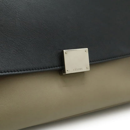 Celine Trapeze Handbag One Handle Tricolor Leather Suede Gray Black Poppy Red — view 9