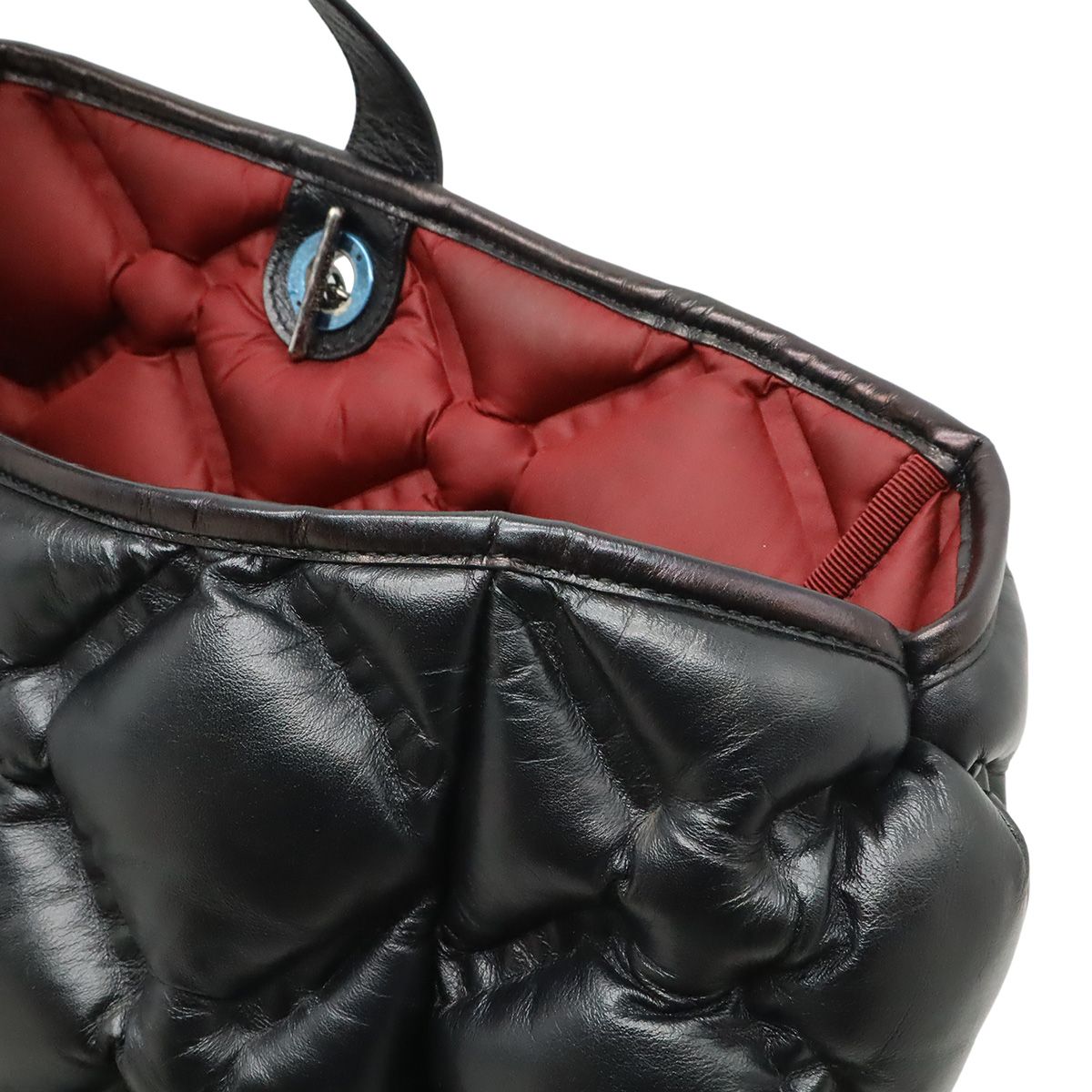 Chanel Bubble Quilt Tote Large 2-Way Handbag Chain Shoulder Leather Black Silver — view 7