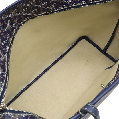 Goyard Artois PM Tote Shoulder Bag Leather Navy Initials — view 6