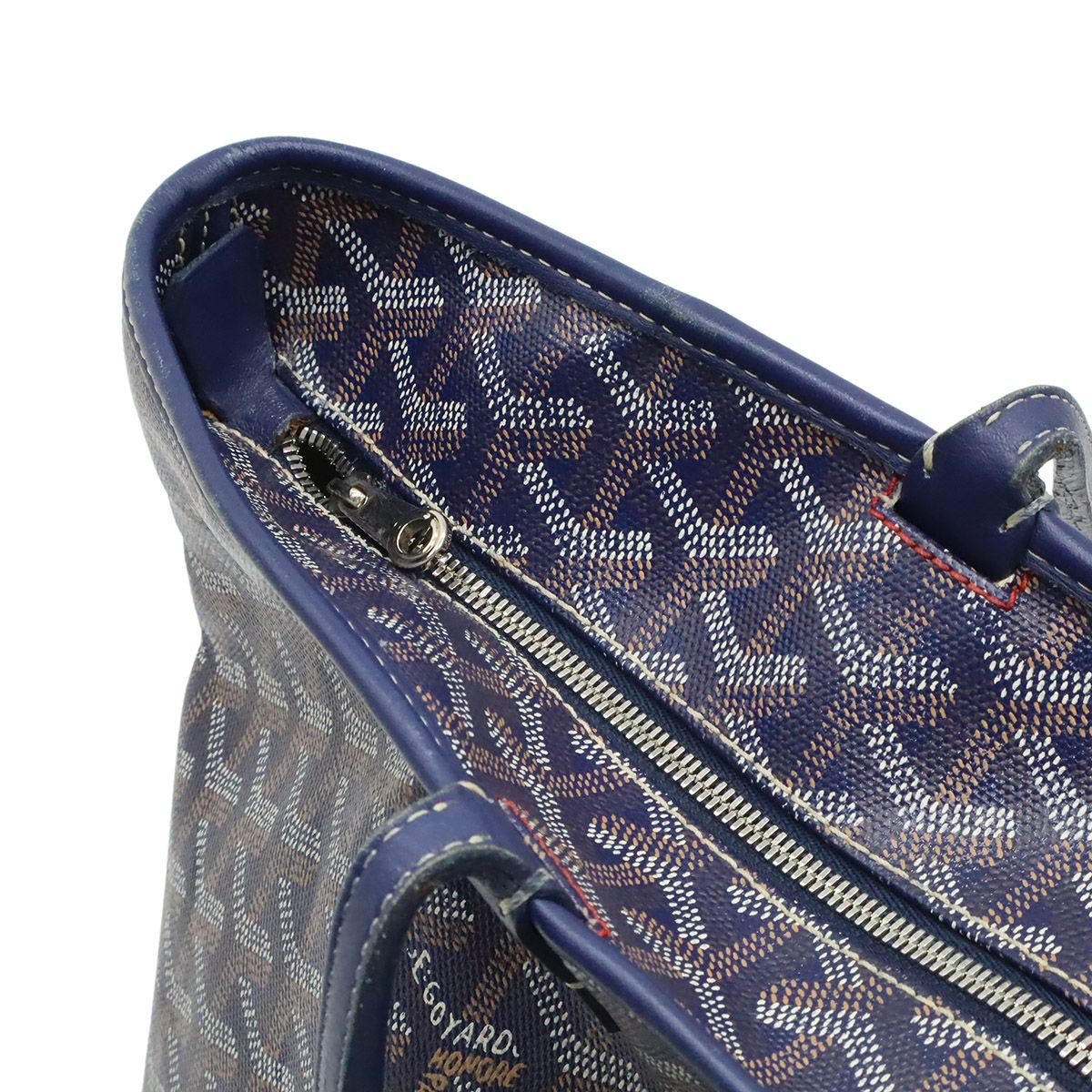 Goyard Artois PM Tote Shoulder Bag Leather Navy Initials — view 5