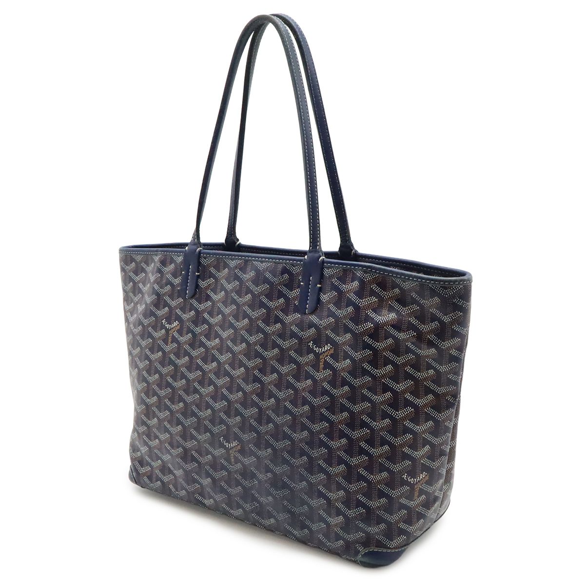 Goyard Artois PM Tote Shoulder Bag Leather Navy Initials — view 2