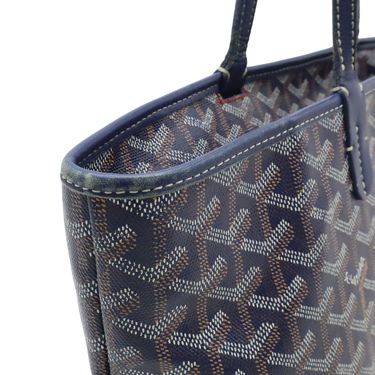 Goyard Artois PM Tote Shoulder Bag Leather Navy Initials — view 8