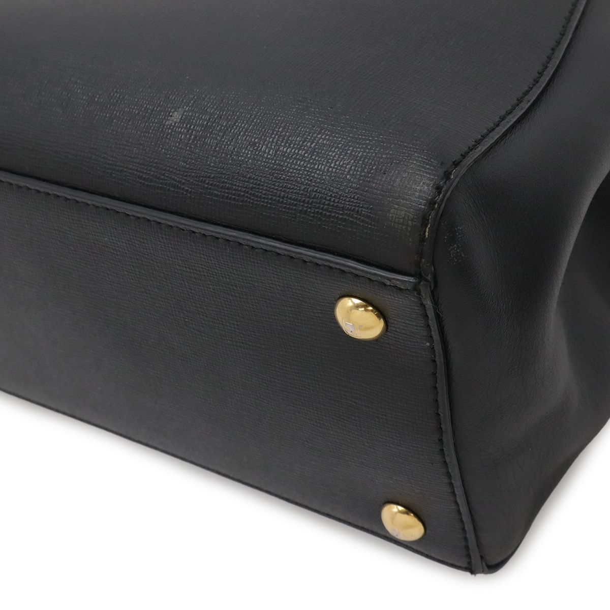 Fendi Petite Tote 2-Way Shoulder Bag Leather Black Gold — view 3