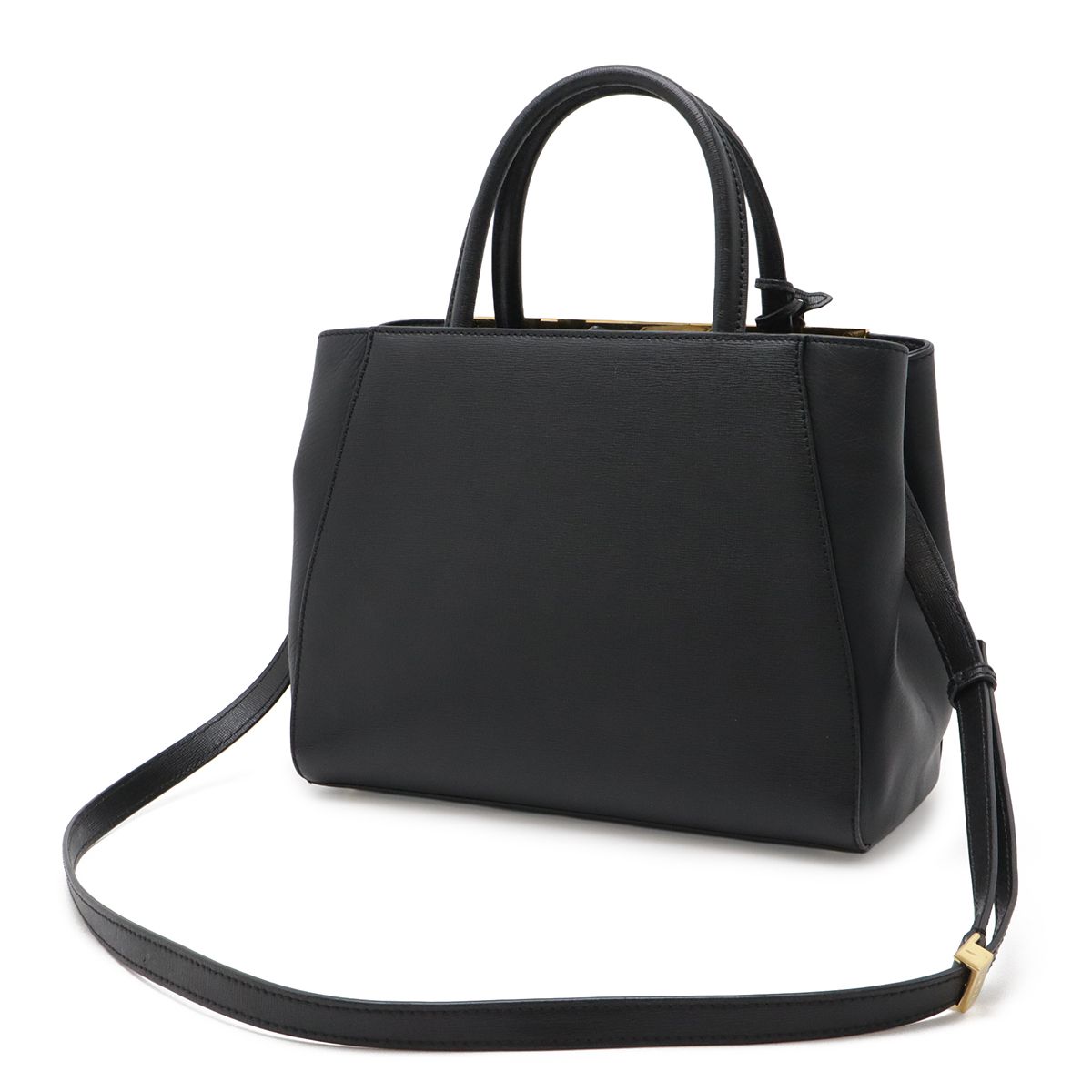 Fendi Petite Tote 2-Way Shoulder Bag Leather Black Gold — view 2