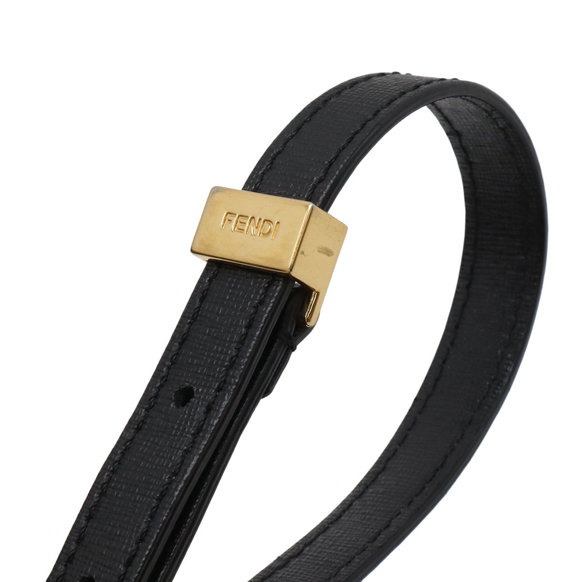 Fendi Petite Tote 2-Way Shoulder Bag Leather Black Gold — view 5