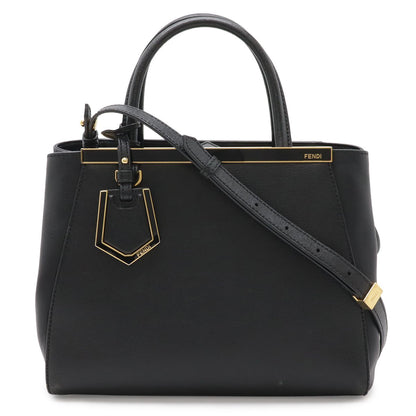 Fendi Petite Tote 2-Way Shoulder Bag Leather Black Gold