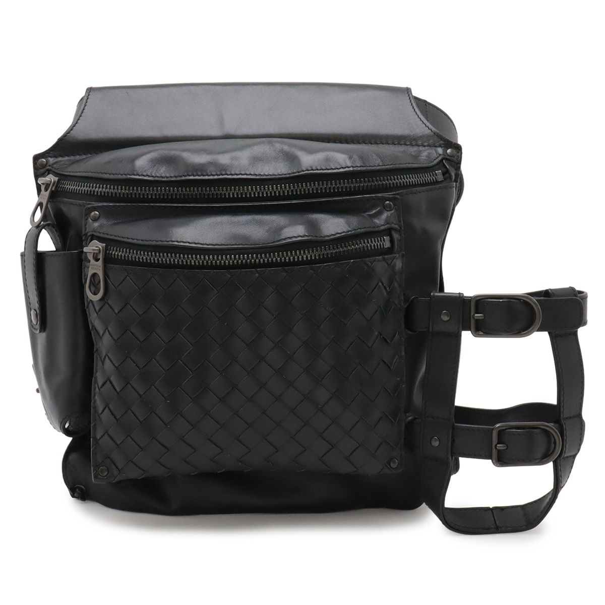 Bottega Veneta Intrecciato Waist Bag Leather Black