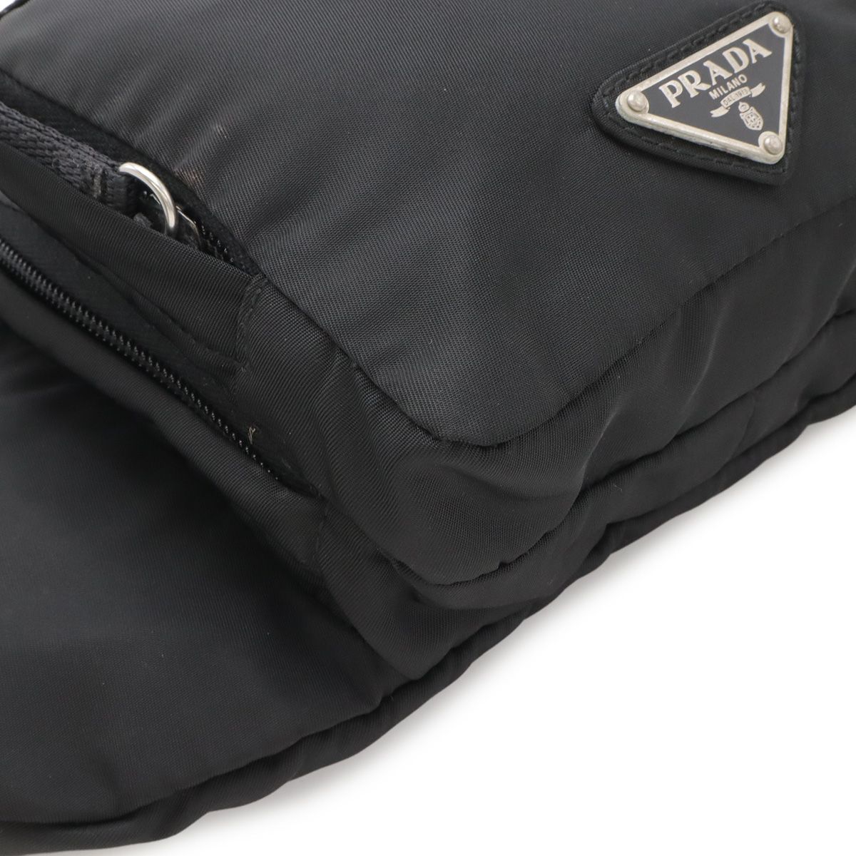 Prada Waist Bag Pouch Hip Nylon Nero Black Silver — view 3