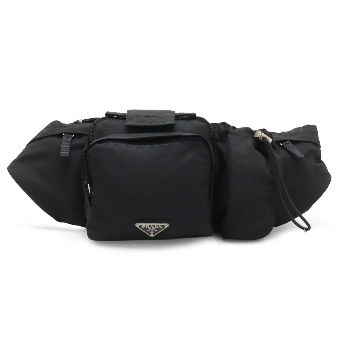 Prada Waist Bag Pouch Hip Nylon Nero Black Silver