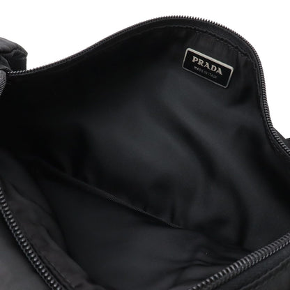 Prada Waist Bag Pouch Hip Nylon Nero Black Silver — view 5