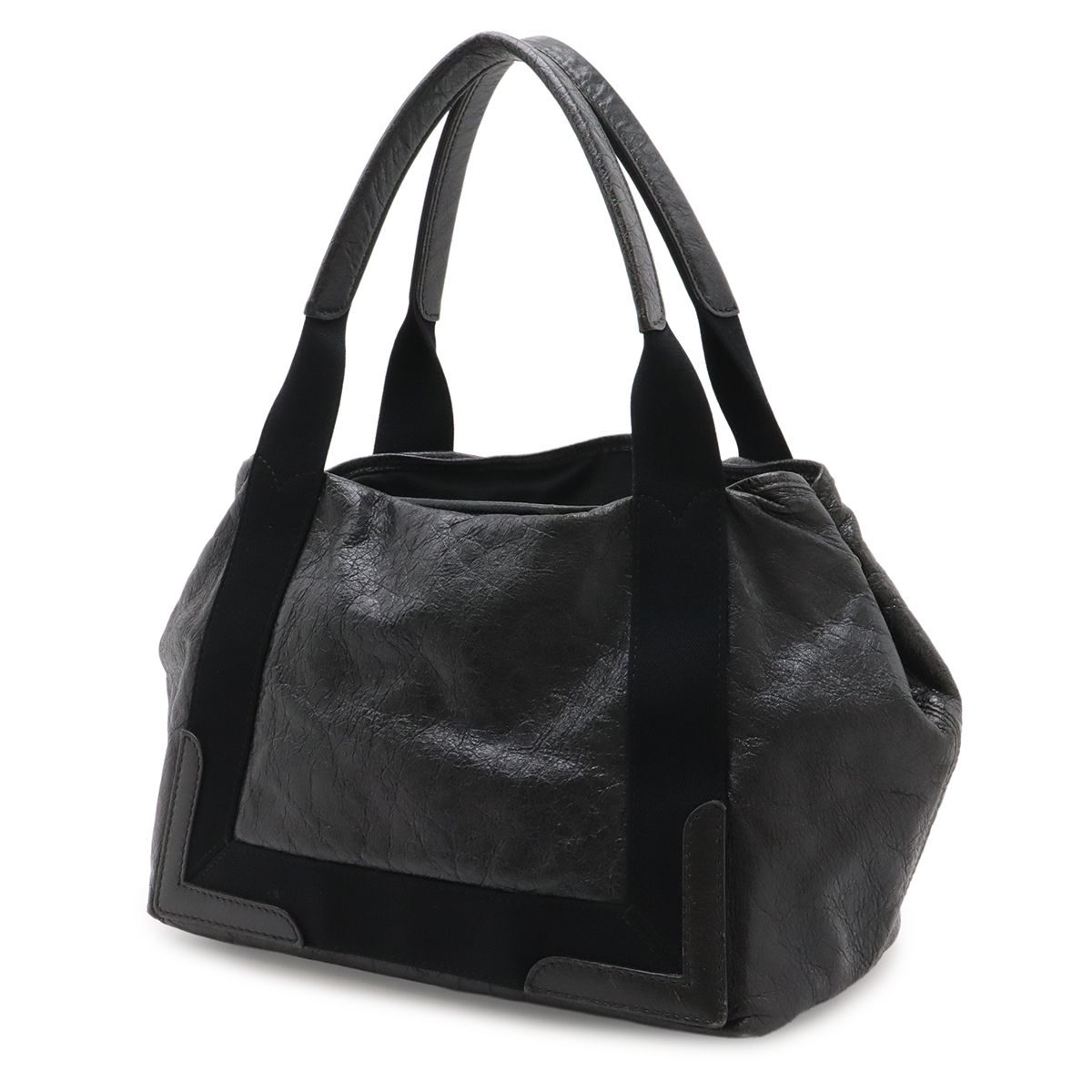 Balenciaga Navy Cabas S Logo Tote Leather Black — view 2